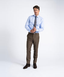 Brown Unfinished Jackson Extended Tab Flat Front Pant