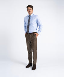 Brown Unfinished Jackson Extended Tab Flat Front Pant