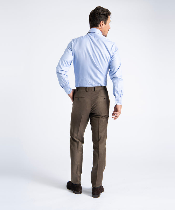 Brown Unfinished Jackson Extended Tab Flat Front Pant