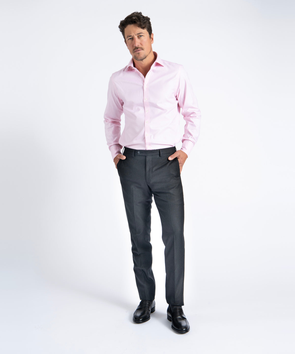 Charcoal Unfinished Jackson Extended Tab Flat Front Pant