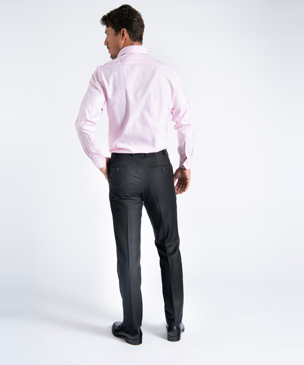 Charcoal Unfinished Jackson Extended Tab Flat Front Pant