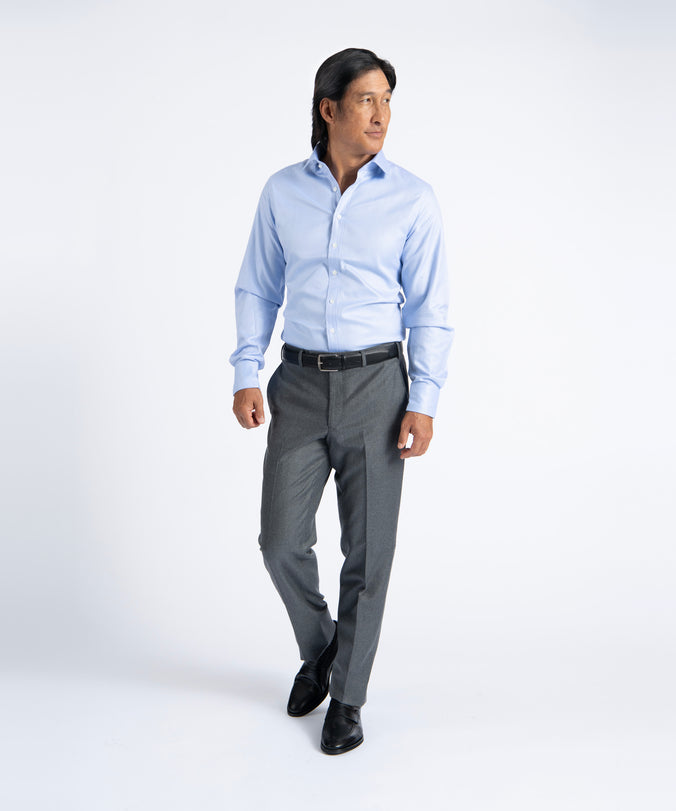 Grey Unfinished Jackson Extended Tab Flat Front Pant