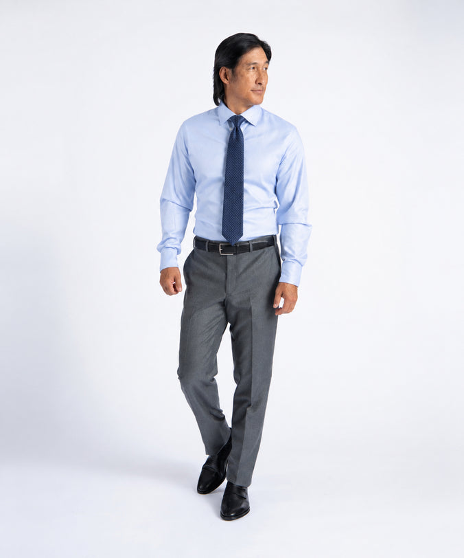 Grey Unfinished Jackson Extended Tab Flat Front Pant