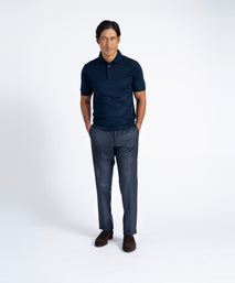 Navy Unfinished Jackson Extended Tab Flat Front Pant