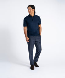 Navy Unfinished Jackson Extended Tab Flat Front Pant