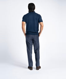 Navy Unfinished Jackson Extended Tab Flat Front Pant