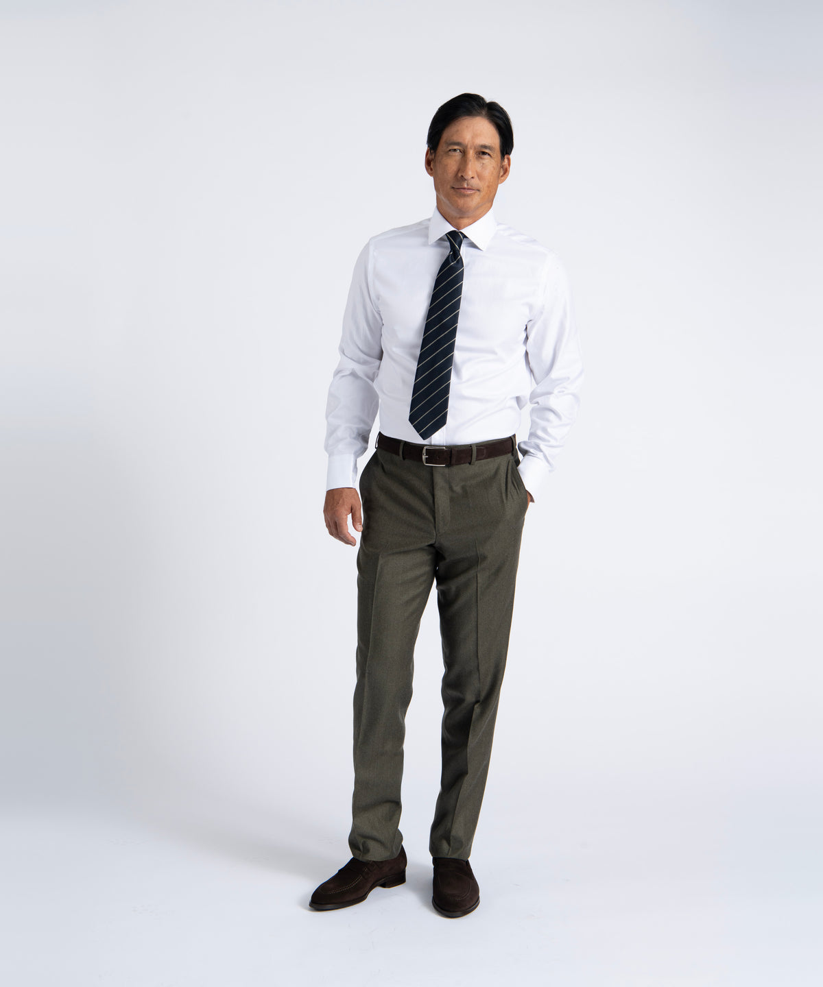 Olive Unfinished Jackson Extended Tab Flat Front Pant