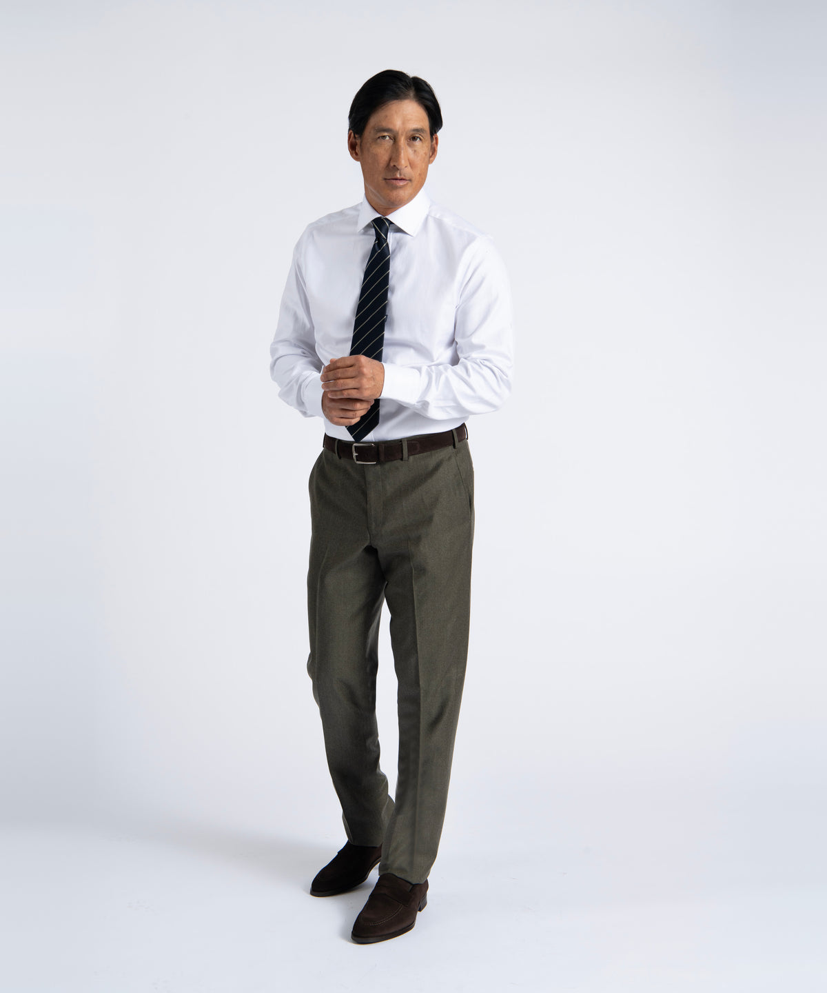 Olive Unfinished Jackson Extended Tab Flat Front Pant
