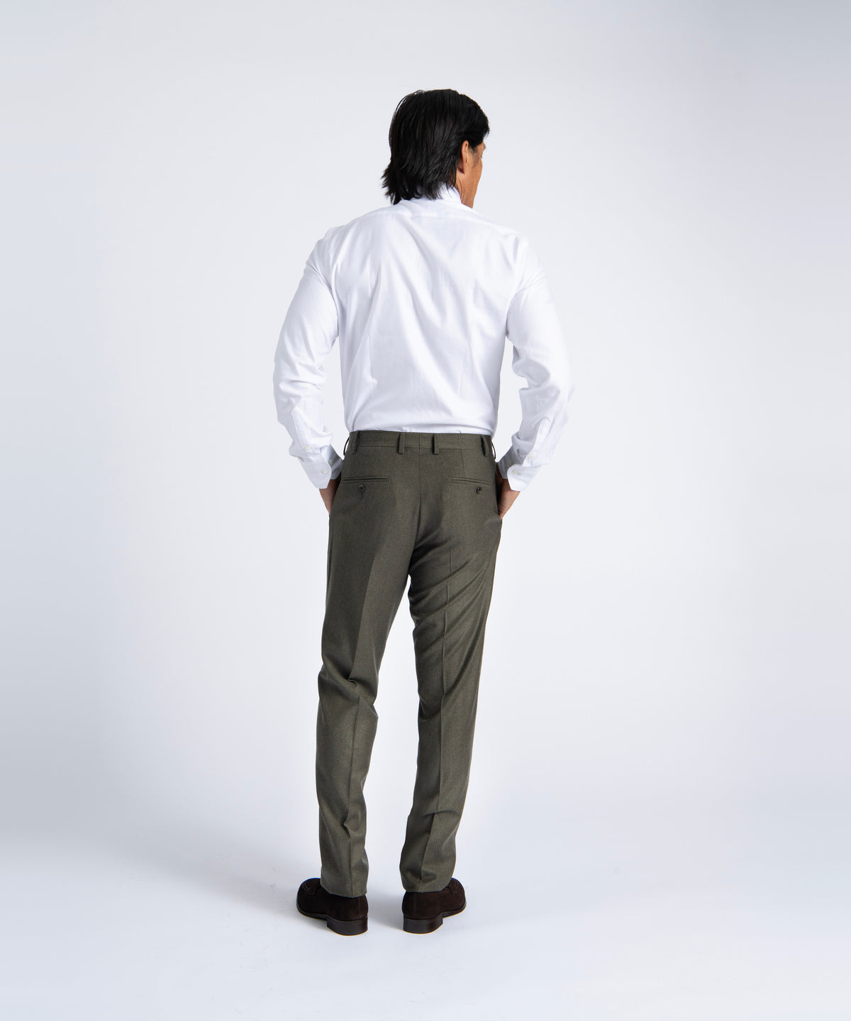 Olive Unfinished Jackson Extended Tab Flat Front Pant