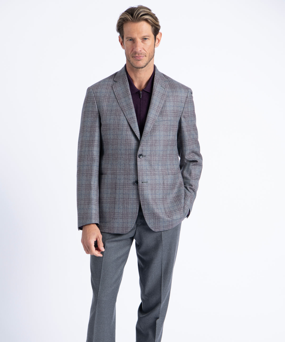 Grey Plaid Morgan Italian Wool Blazer