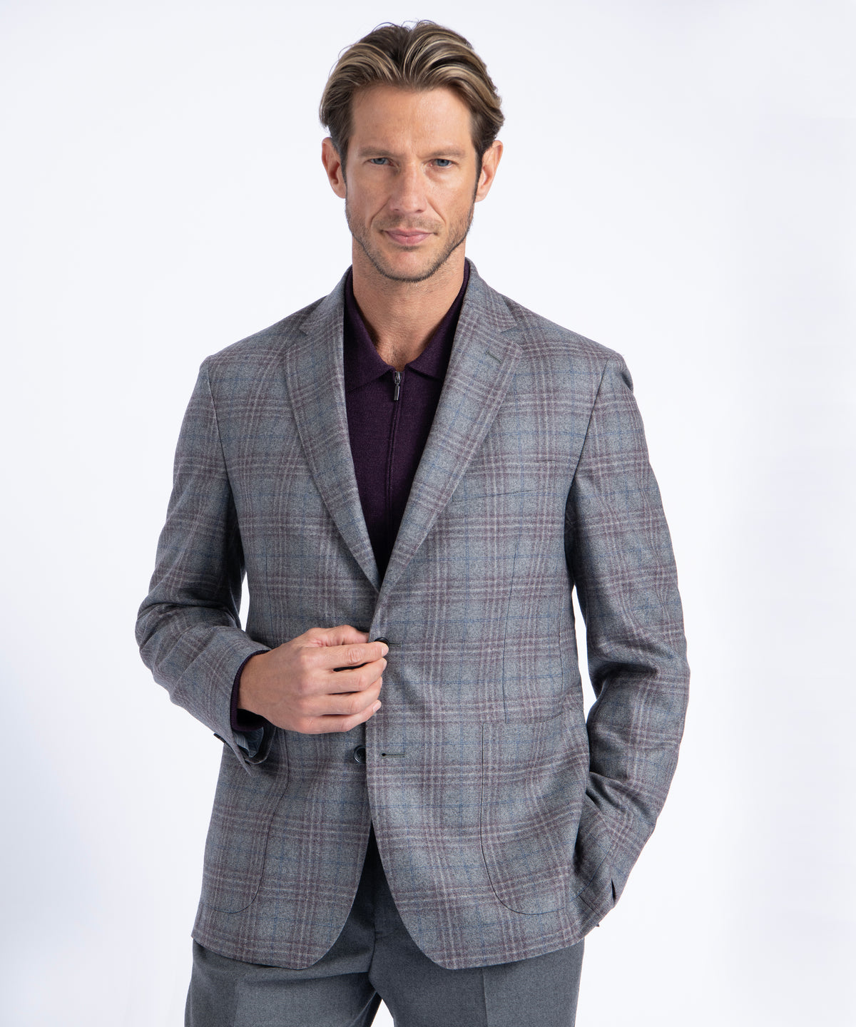 Grey Plaid Morgan Italian Wool Blazer
