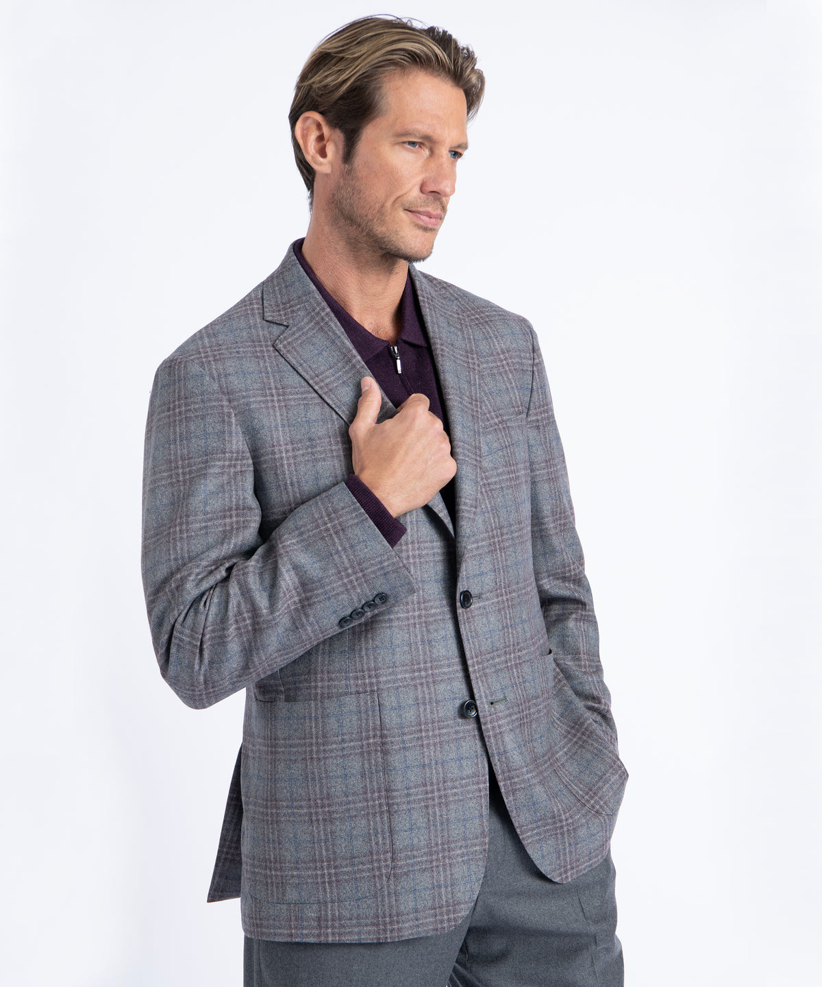 Grey Plaid Morgan Italian Wool Blazer