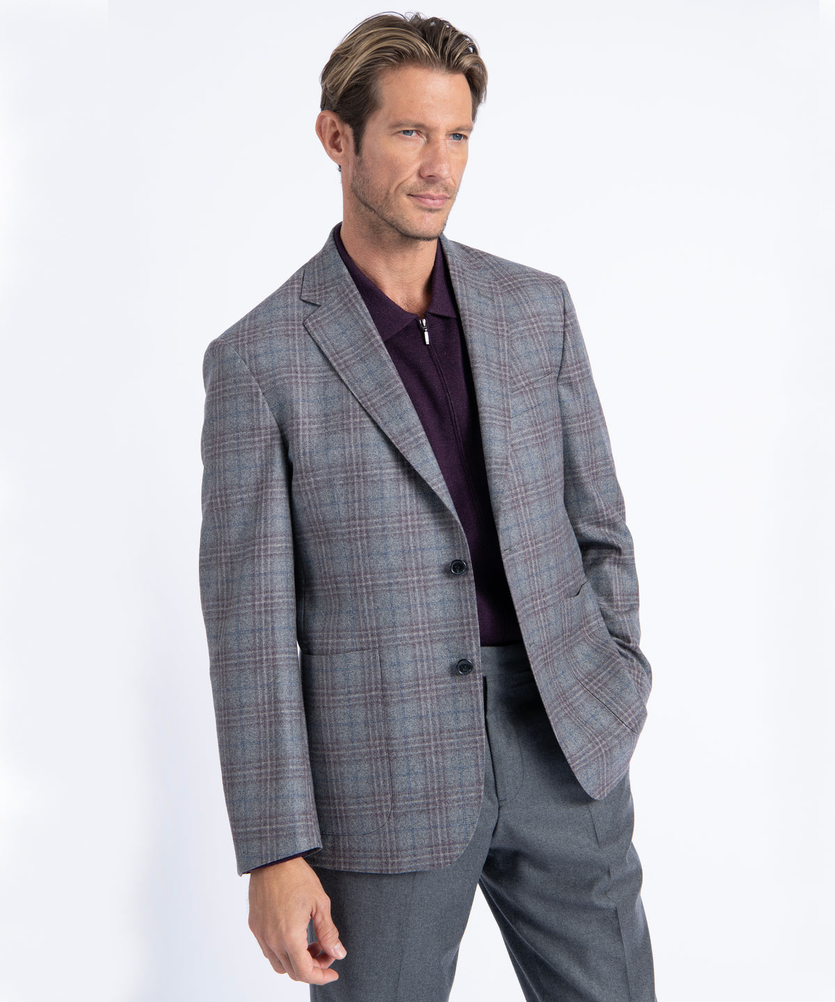Grey Plaid Morgan Italian Wool Blazer