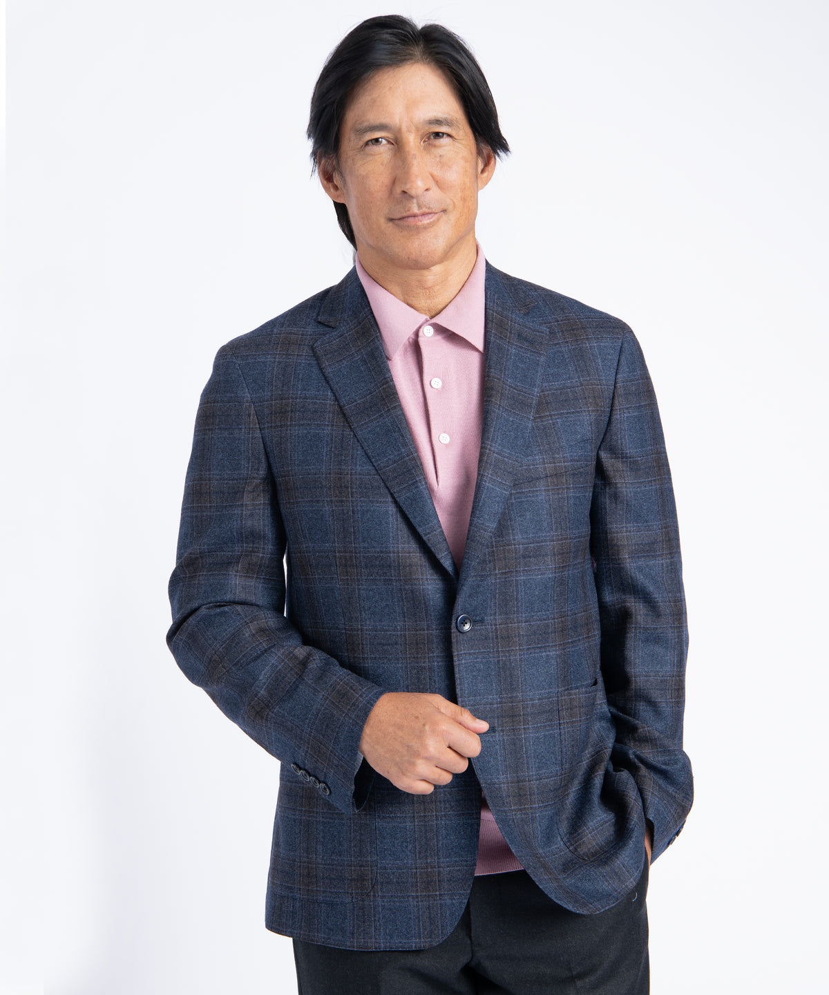 Navy Plaid Morgan Italian Wool Blazer
