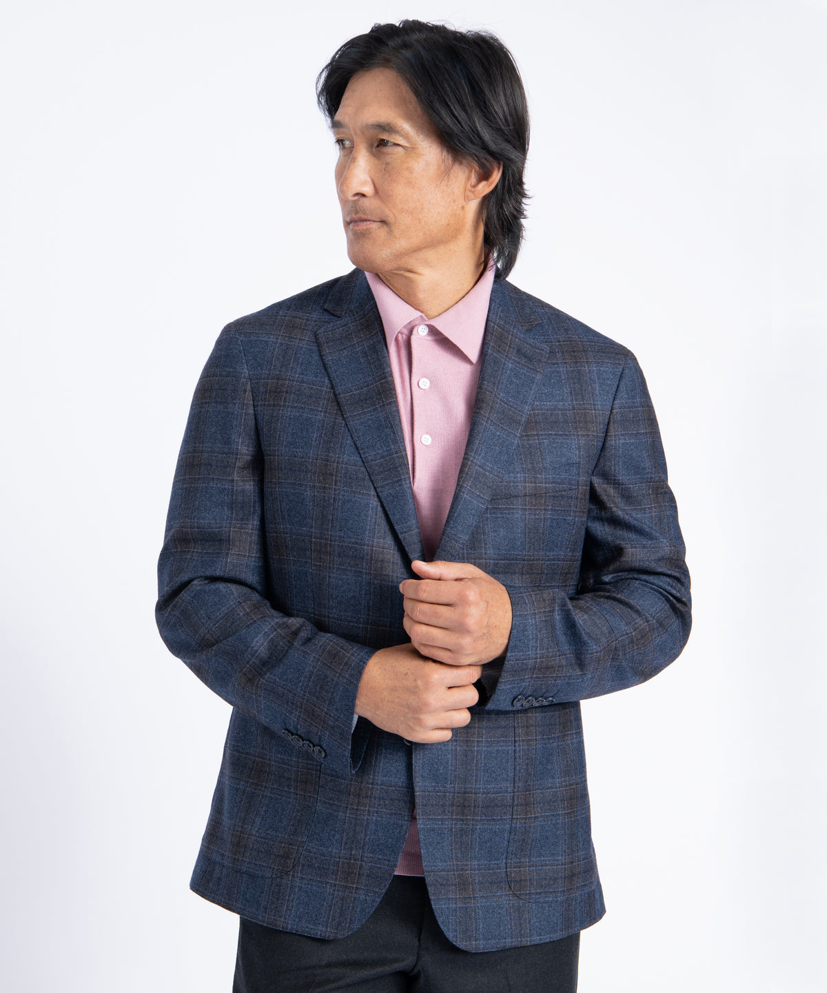 Navy Plaid Morgan Italian Wool Blazer