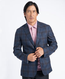 Navy Plaid Morgan Italian Wool Blazer