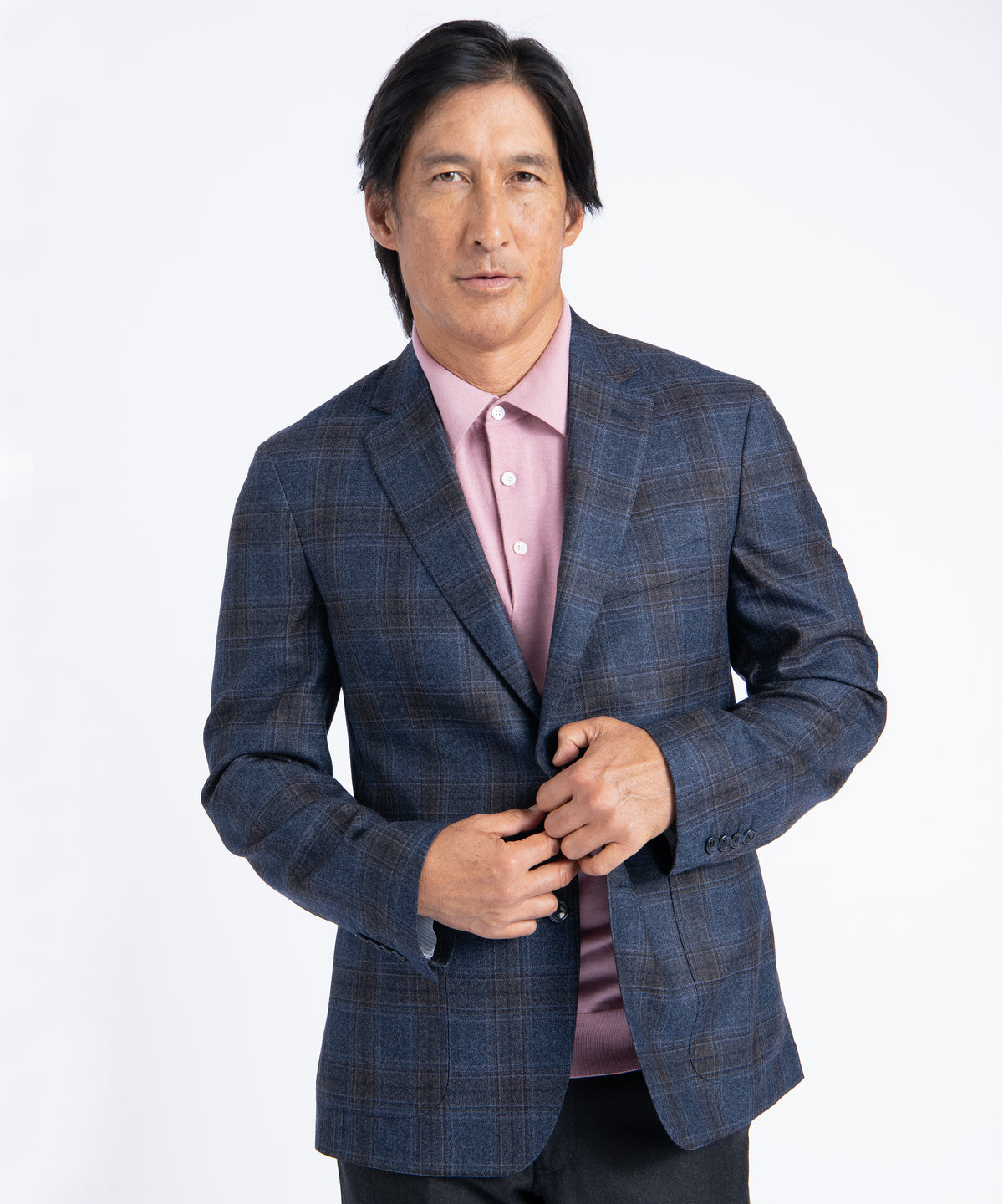 Navy Plaid Morgan Italian Wool Blazer