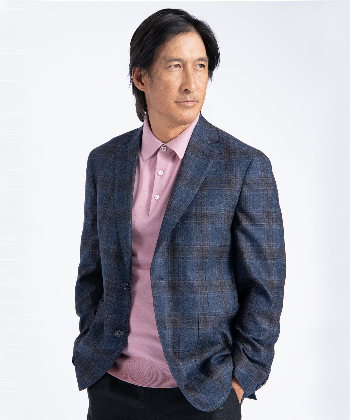 Navy Plaid Morgan Italian Wool Blazer