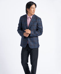 Navy Plaid Morgan Italian Wool Blazer