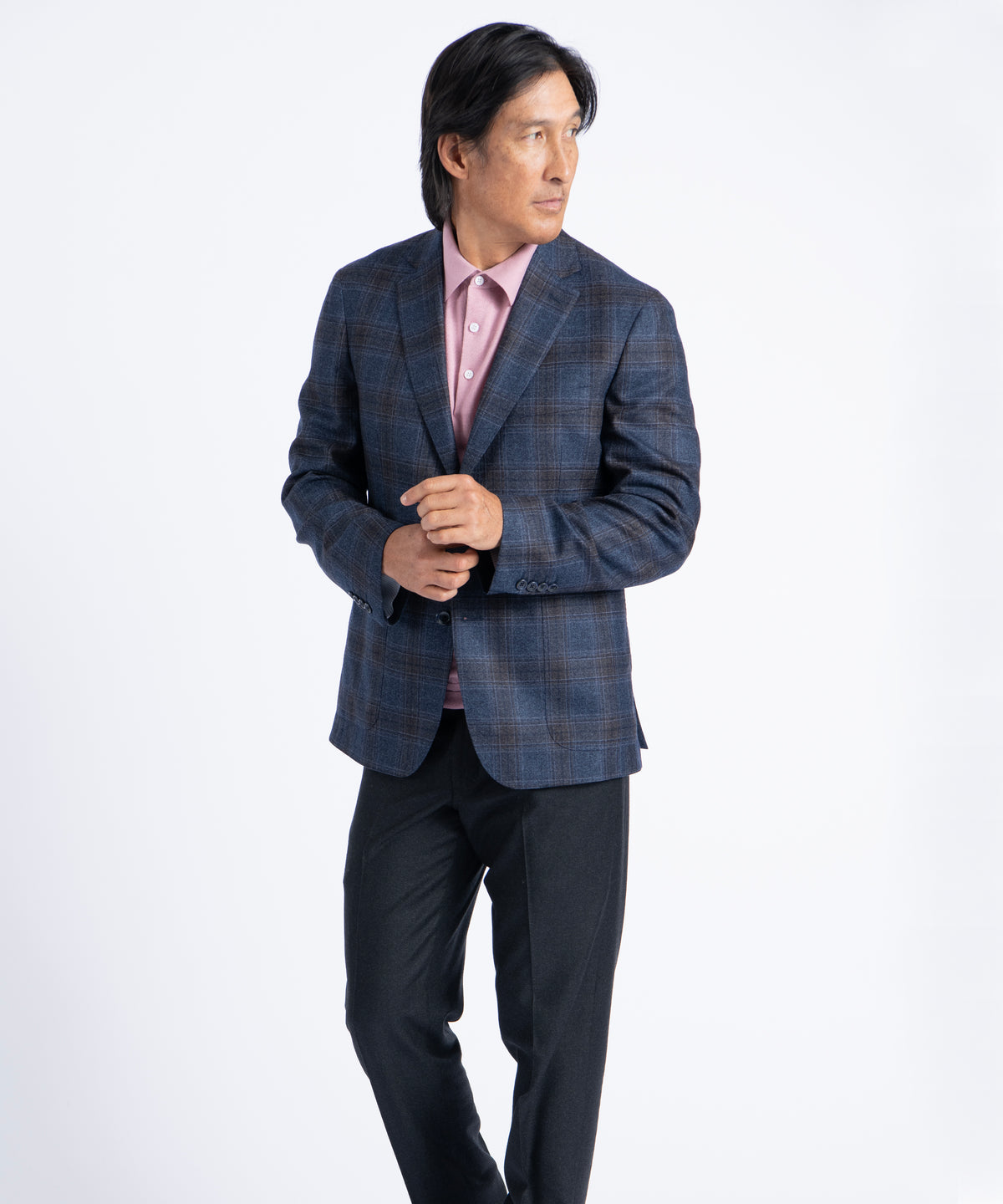 Navy Plaid Morgan Italian Wool Blazer