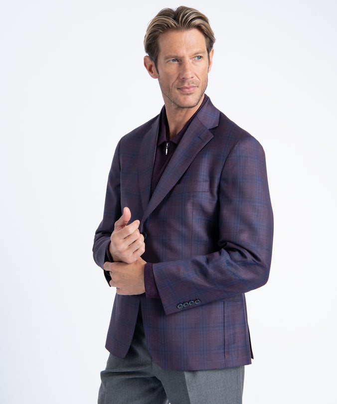 Berry Plaid Oliver Super 130's Blazer