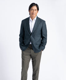 Green Plaid Oliver Superfine Merino Wool Blazer