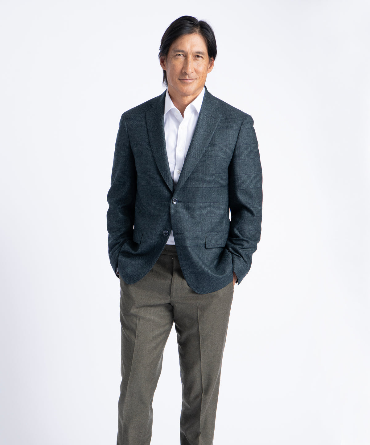Green Plaid Oliver Superfine Merino Wool Blazer