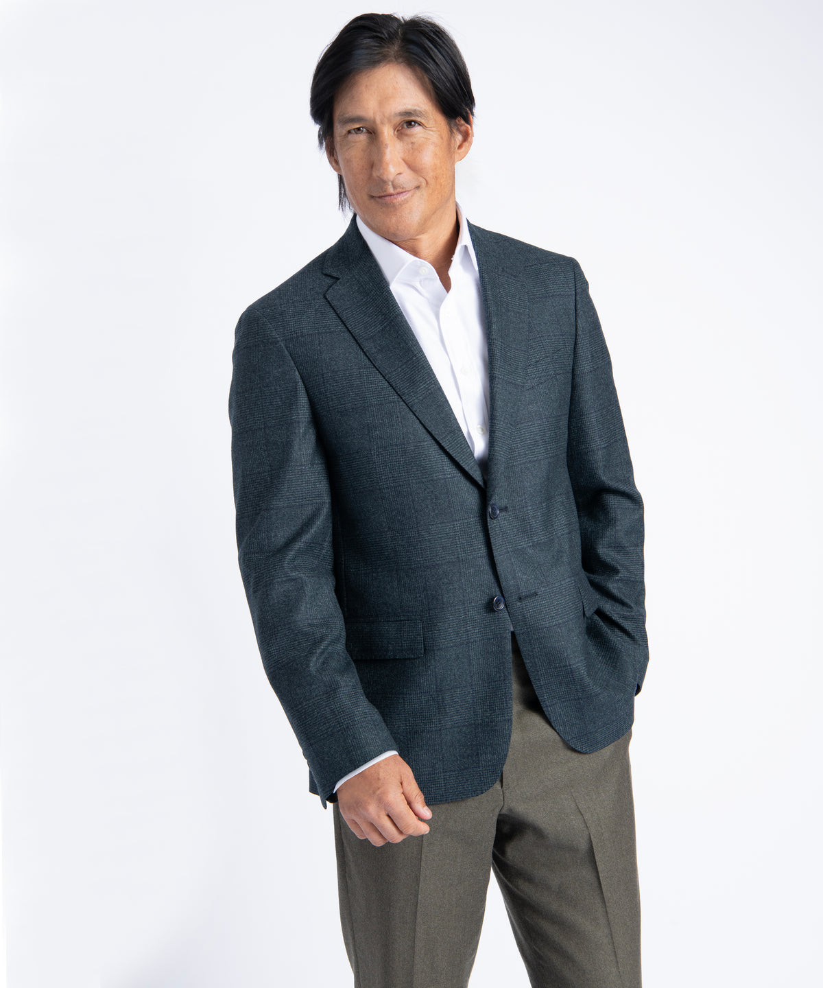 Green Plaid Oliver Superfine Merino Wool Blazer