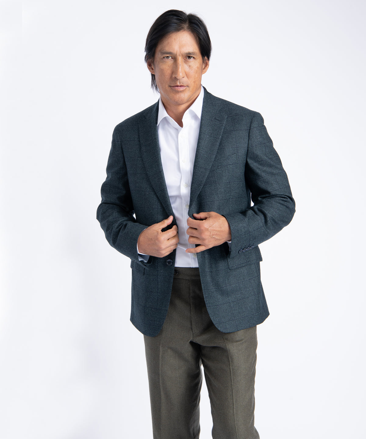 Green Plaid Oliver Superfine Merino Wool Blazer