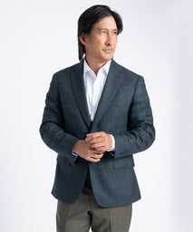 Green Plaid Oliver Superfine Merino Wool Blazer