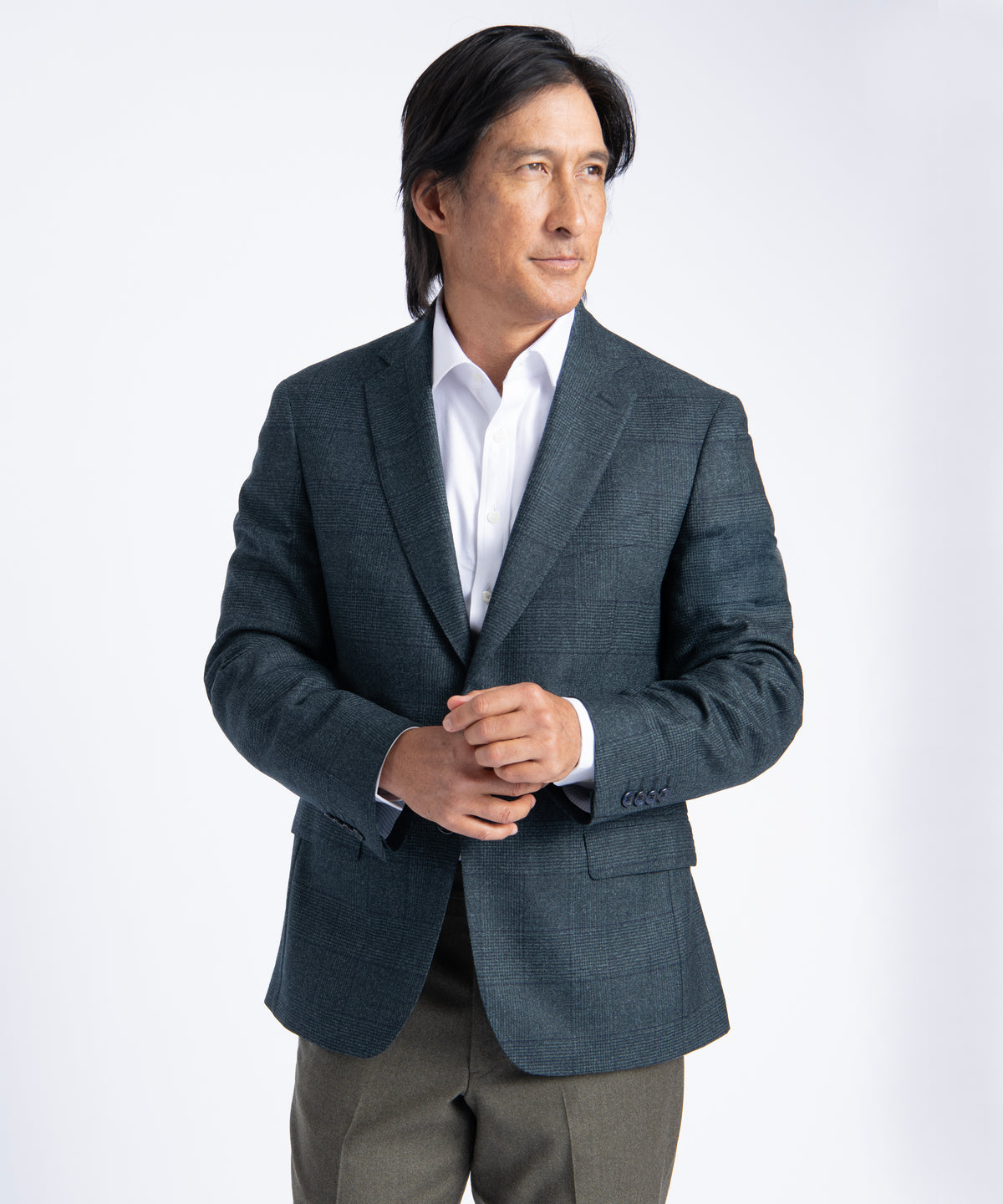 Green Plaid Oliver Superfine Merino Wool Blazer