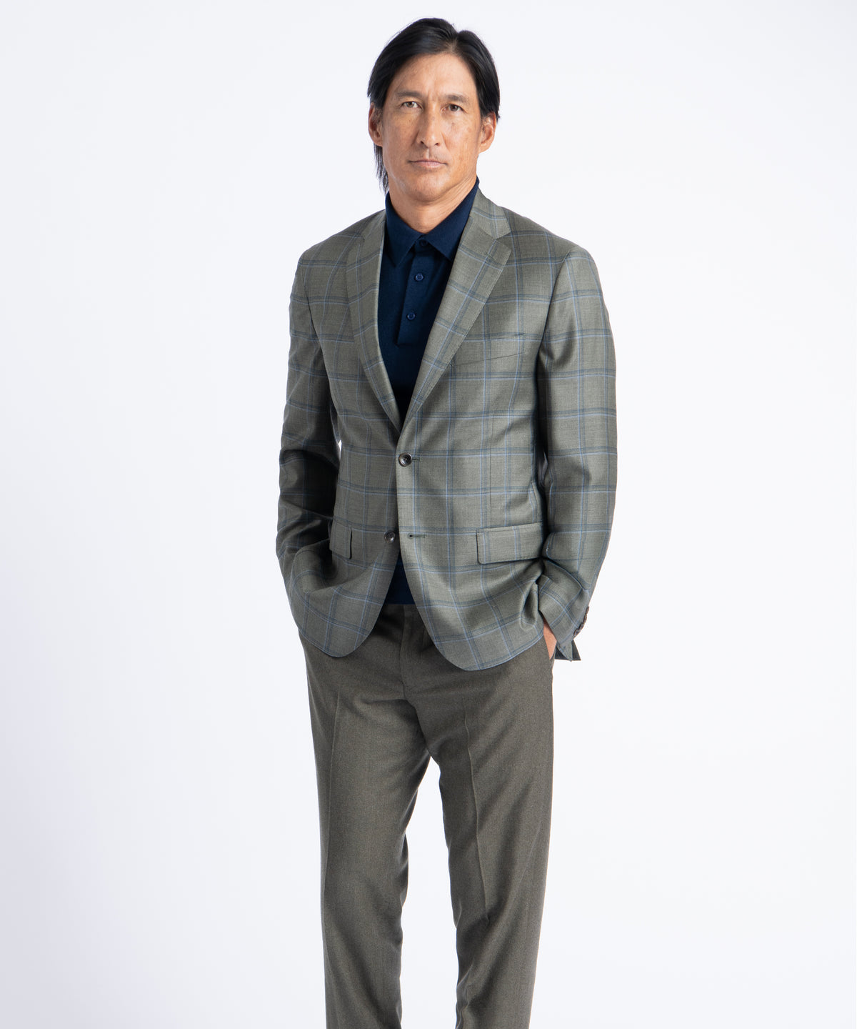 Olive Windowpane Oliver Super 130's Blazer