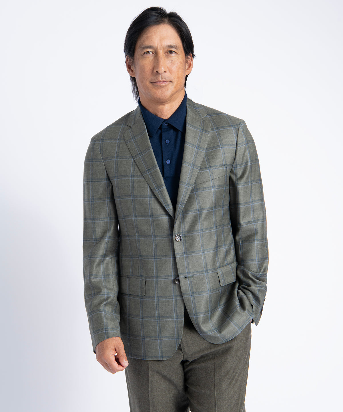 Olive Windowpane Oliver Super 130's Blazer