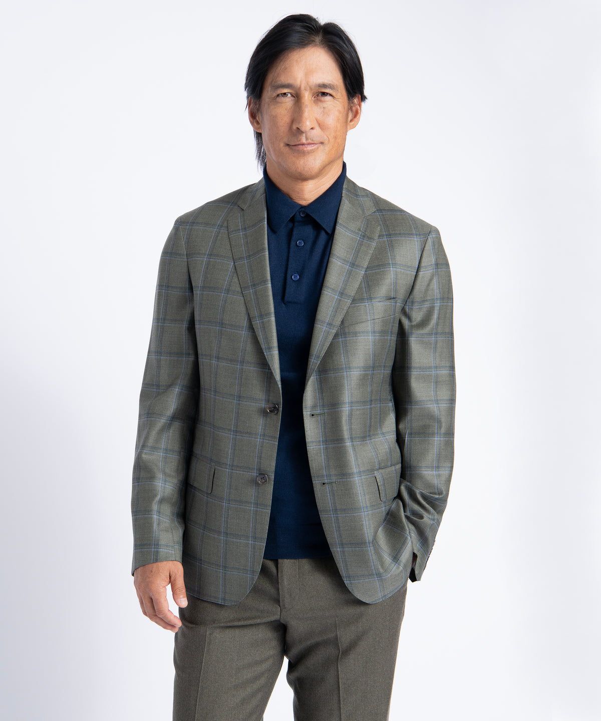 Olive Windowpane Oliver Super 130's Blazer