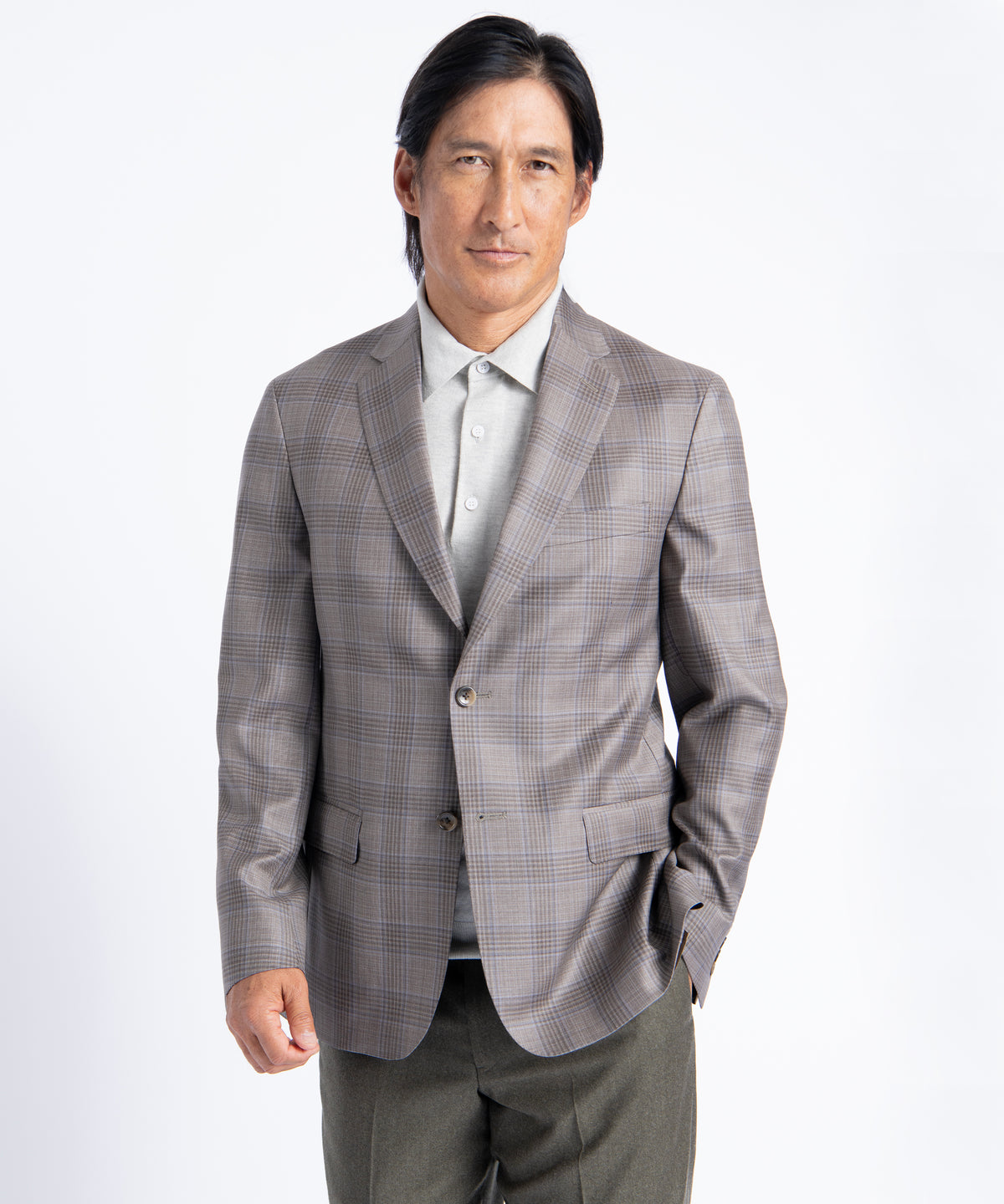 Tan Plaid Oliver Super 130's Blazer