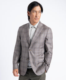 Tan Plaid Oliver Super 130's Blazer