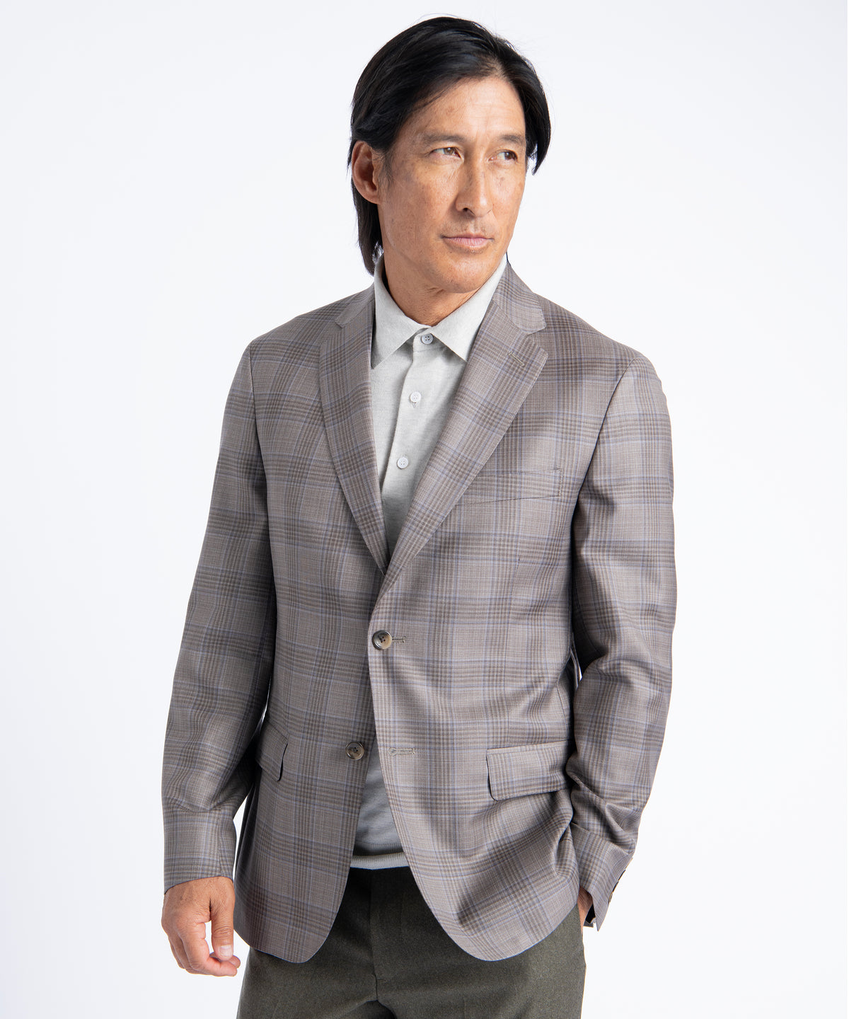 Tan Plaid Oliver Super 130's Blazer