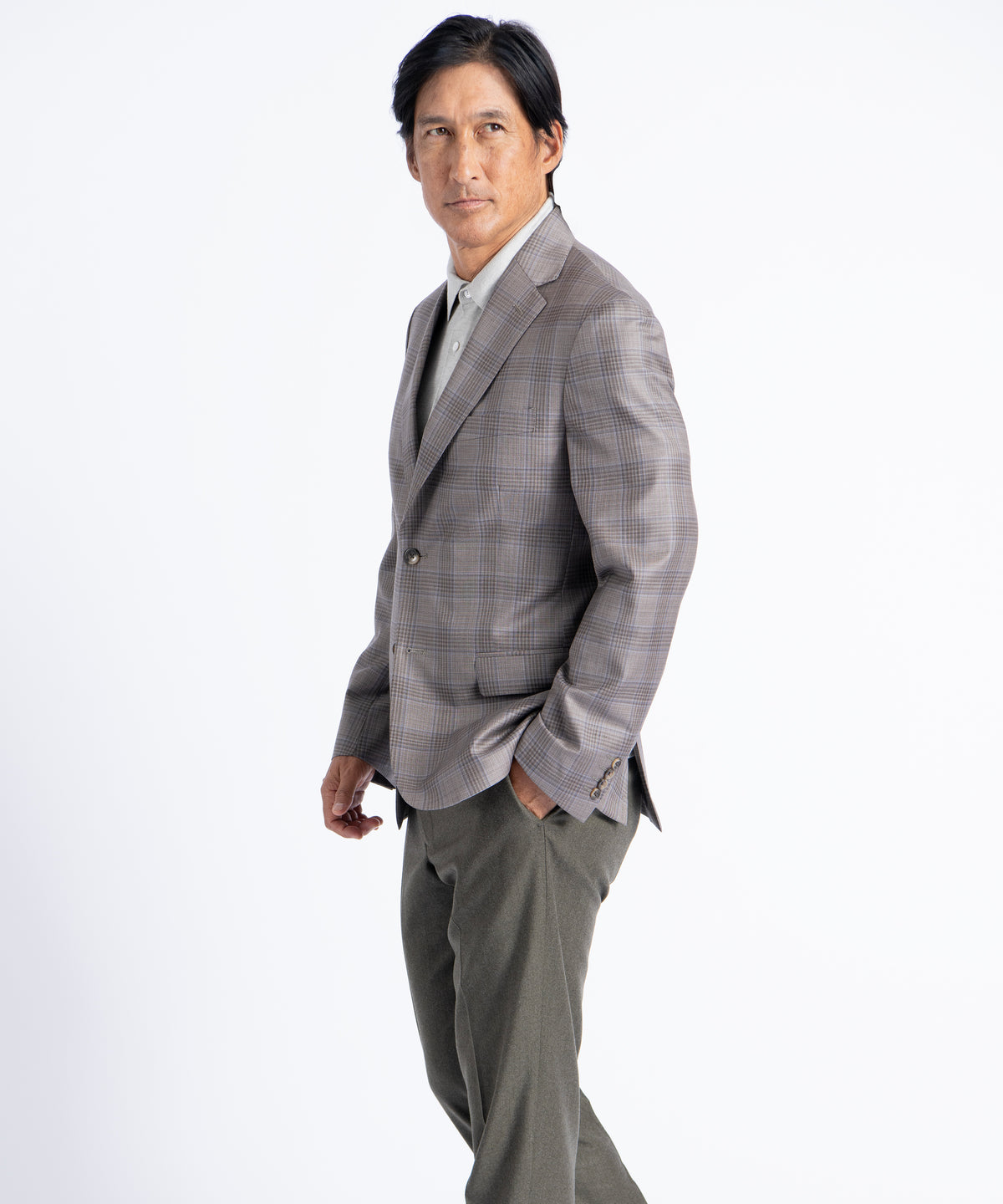 Tan Plaid Oliver Super 130's Blazer