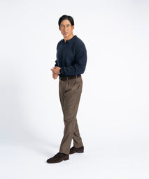 Brown Unfinished Toby Extended Tab Single Pleat Pant