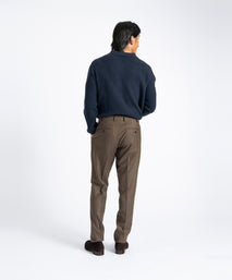 Brown Unfinished Toby Extended Tab Single Pleat Pant
