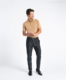 Charcoal Unfinished Toby Extended Tab Single Pleat Pant