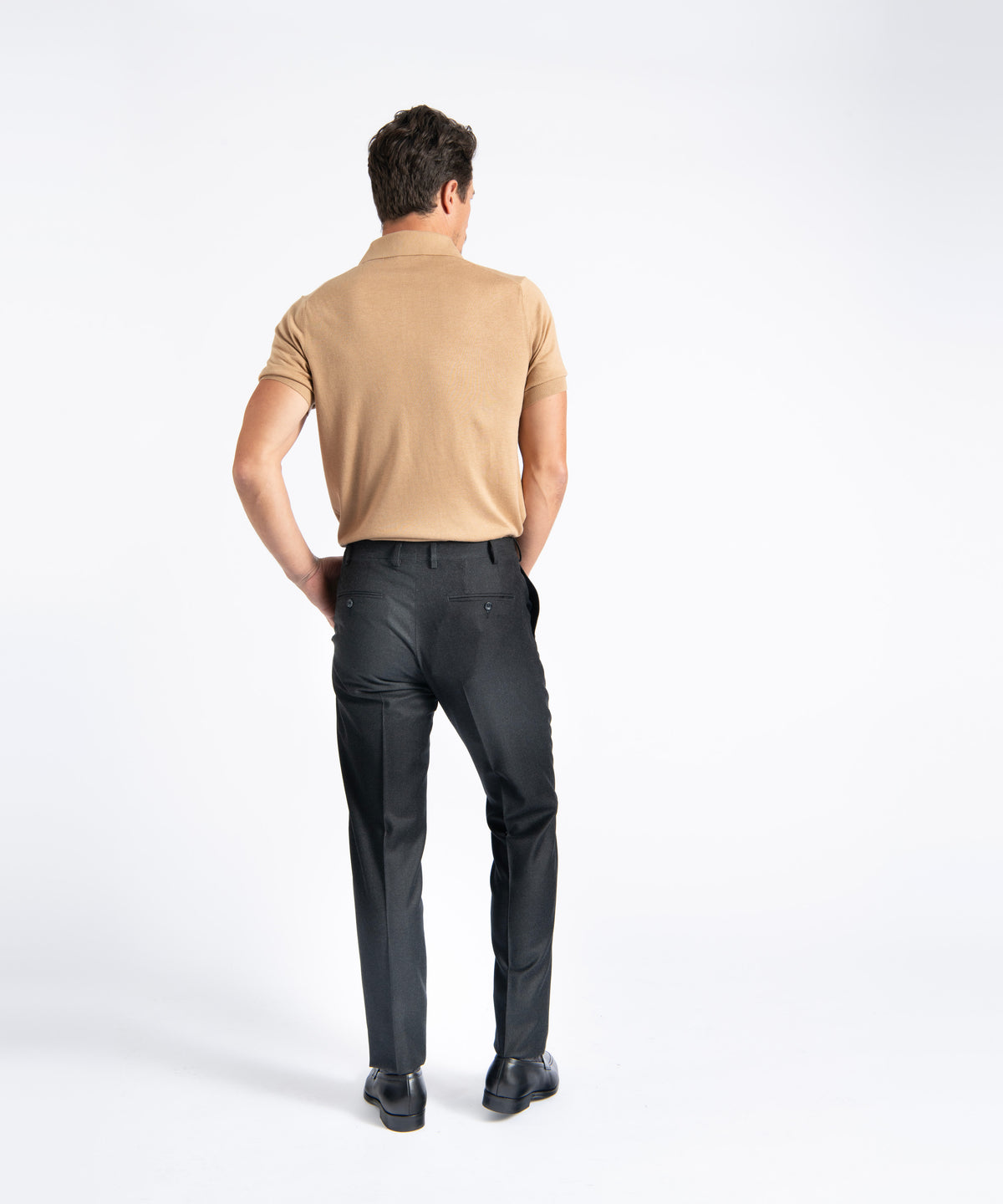Charcoal Unfinished Toby Extended Tab Single Pleat Pant