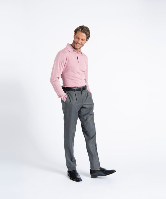 Grey Unfinished Toby Extended Tab Single Pleat Pant