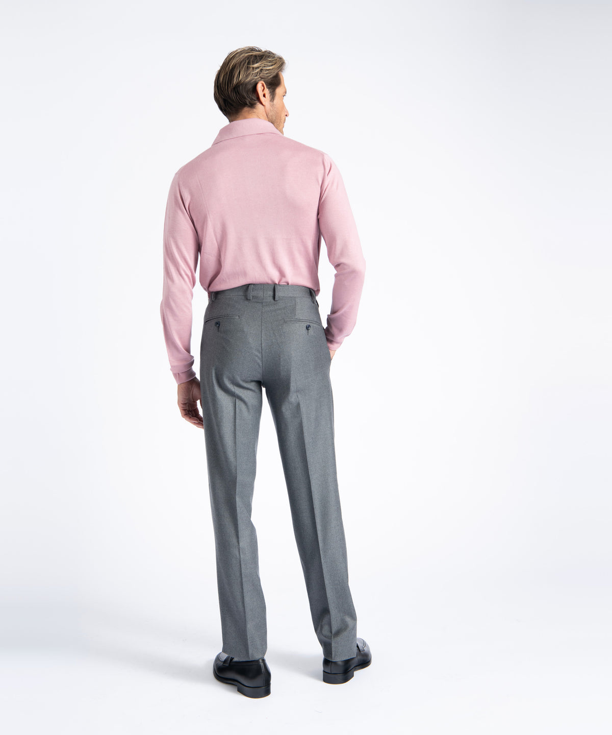 Grey Unfinished Toby Extended Tab Single Pleat Pant