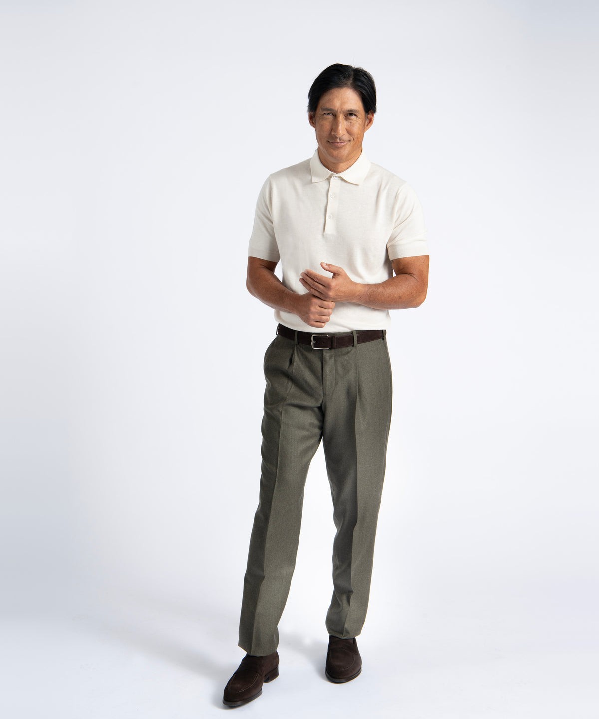 Olive Unfinished Toby Extended Tab Single Pleat Pant