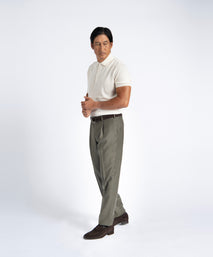 Olive Unfinished Toby Extended Tab Single Pleat Pant