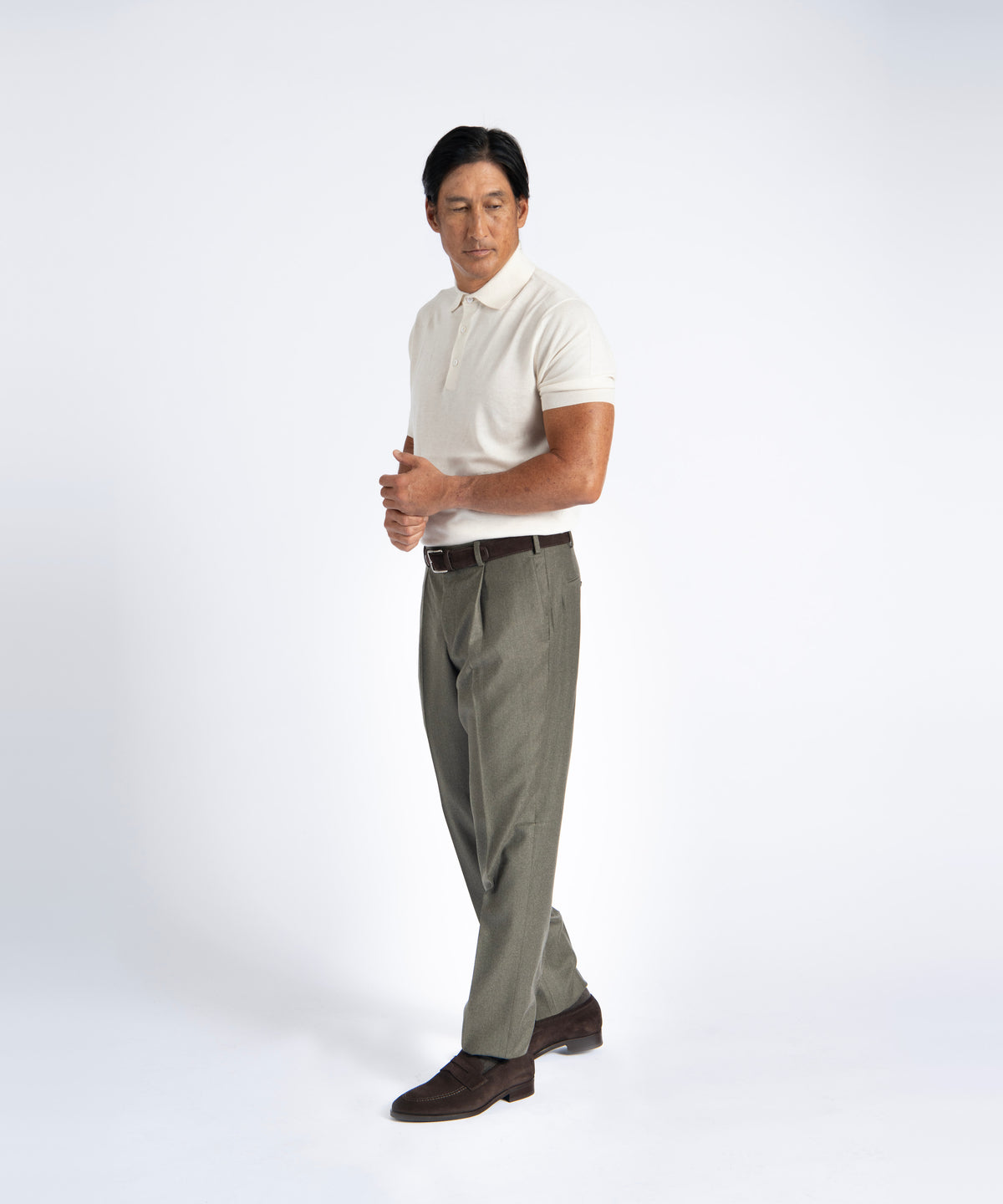 Olive Unfinished Toby Extended Tab Single Pleat Pant