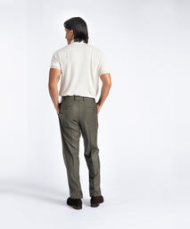 Olive Unfinished Toby Extended Tab Single Pleat Pant
