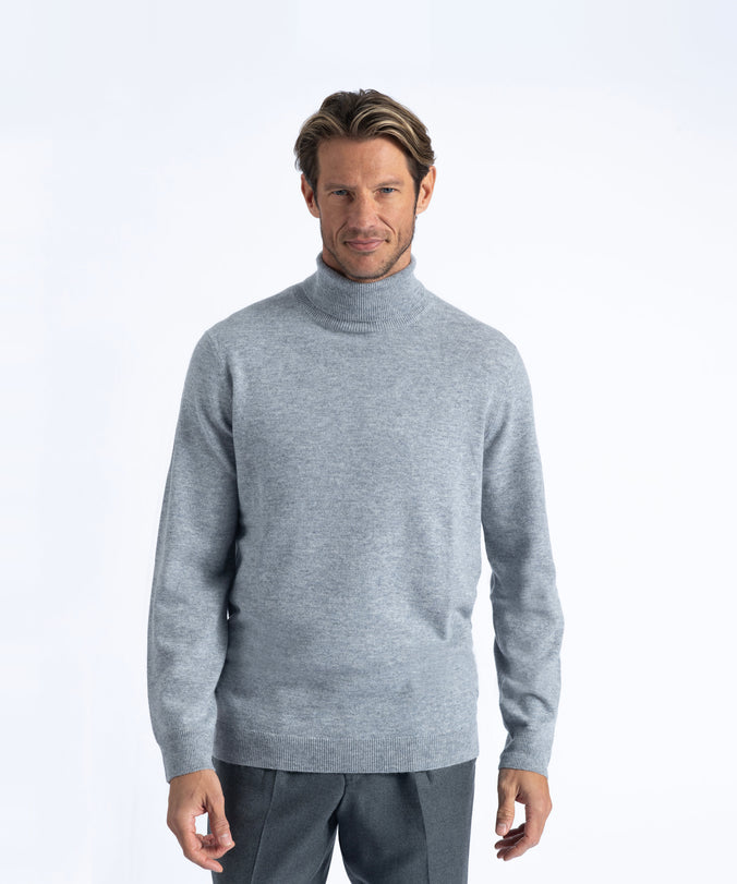 Grey Cashmere And Wool Turtleneck Sweater