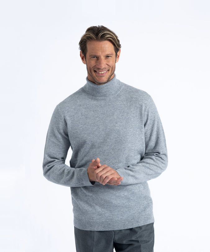 Grey Cashmere And Wool Turtleneck Sweater